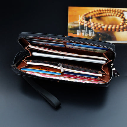 New Men's wallet men's long zipper clutch men's wallet business casual large capacity soft wallet phone bag