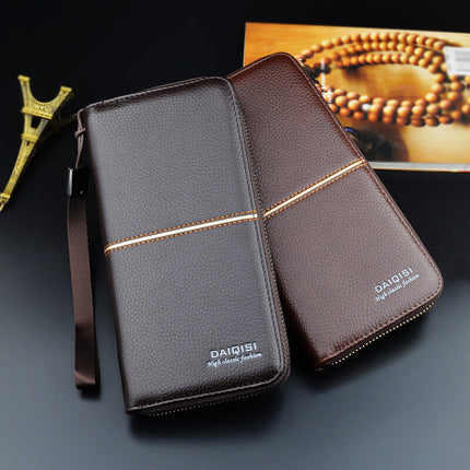 New Men's wallet men's long zipper clutch men's wallet business casual large capacity soft wallet phone bag