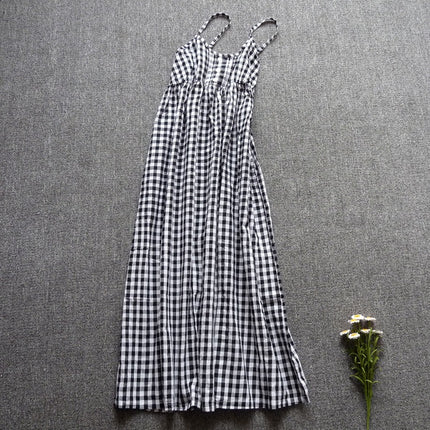 Long Floral Slip Skirt Cotton Cloth Mori Women's Artistic Base Dress for Traveling to the Seaside Holiday Beach Long Dress