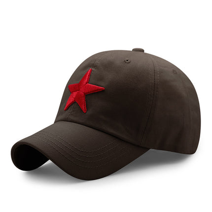 Spring Summer Autumn Winter Simple Korean Style Cotton Baseball Cap Men's and Women's Outdoor Sun Hat Five-pointed Star Embroidered Casual Cap