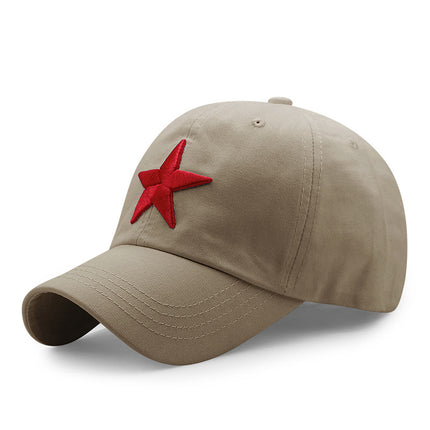 Spring Summer Autumn Winter Simple Korean Style Cotton Baseball Cap Men's and Women's Outdoor Sun Hat Five-pointed Star Embroidered Casual Cap
