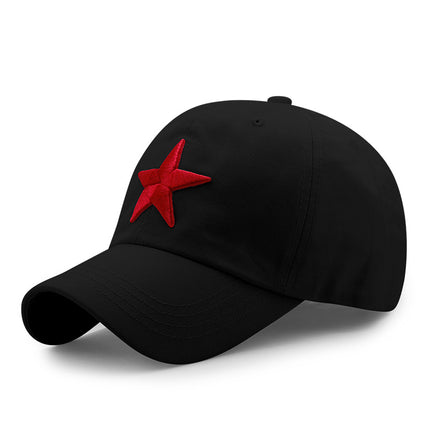 Spring Summer Autumn Winter Simple Korean Style Cotton Baseball Cap Men's and Women's Outdoor Sun Hat Five-pointed Star Embroidered Casual Cap