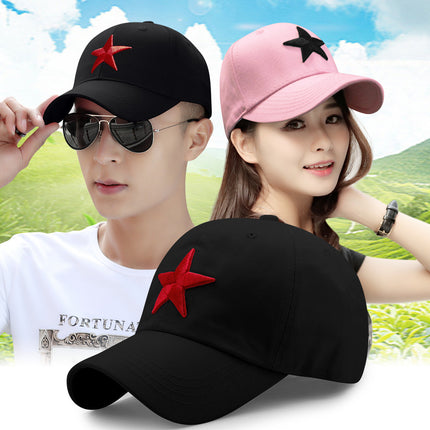 Spring Summer Autumn Winter Simple Korean Style Cotton Baseball Cap Men's and Women's Outdoor Sun Hat Five-pointed Star Embroidered Casual Cap