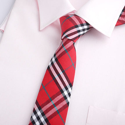 Plaid hand JK tie width 8cm formal wear business Leisure College Japanese uniform cotton tie women Wholesale