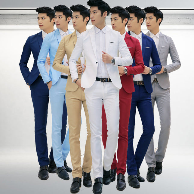 2017 Taobao Foreign Trade New Men's Two-Piece Suit suit ebay Korean Men's Slim Fit Suit Foot