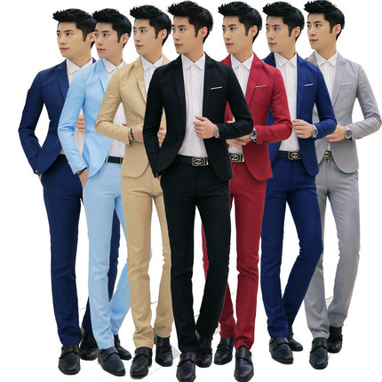 2017 Taobao Foreign Trade New Men's Two-Piece Suit suit ebay Korean Men's Slim Fit Suit Foot