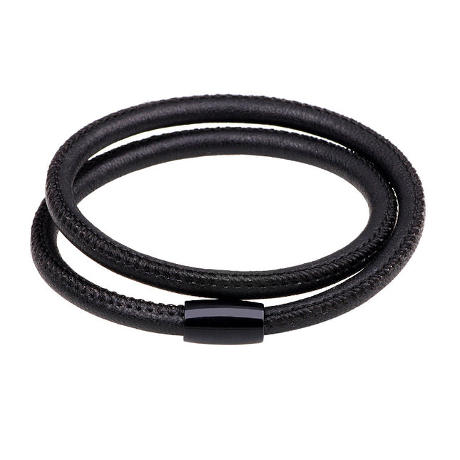 Amazon Cross-border Same-style Bracelet Sheepskin Rope Woven Magnetic Buckle Bracelet Multi-loop Winding Same-style Solid Color Bracelet for Men and Women