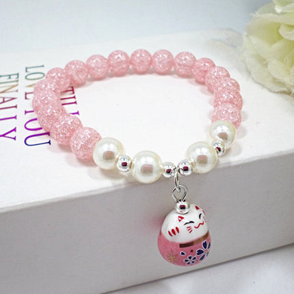 S447 Popcorn Stone Crystal Bracelet Lucky Cat Bracelet Pearl Bracelet Jewelry Wholesale Factory Outlet