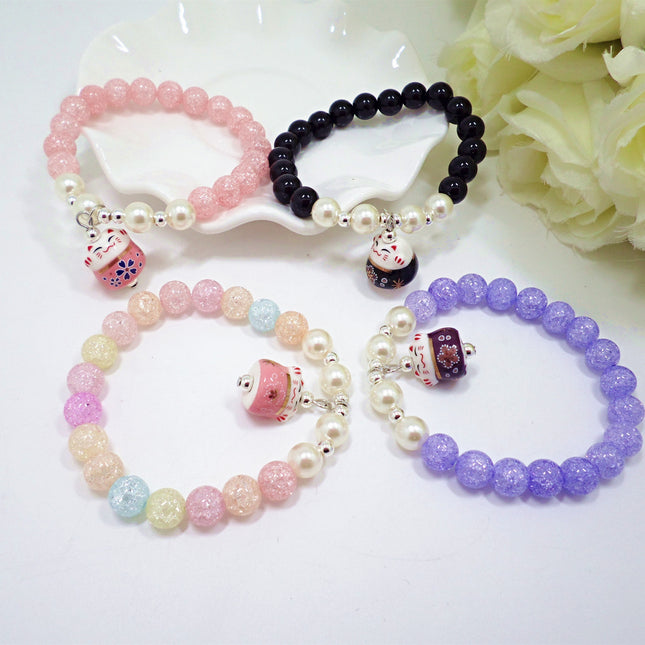 S447 Popcorn Stone Crystal Bracelet Lucky Cat Bracelet Pearl Bracelet Jewelry Wholesale Factory Outlet