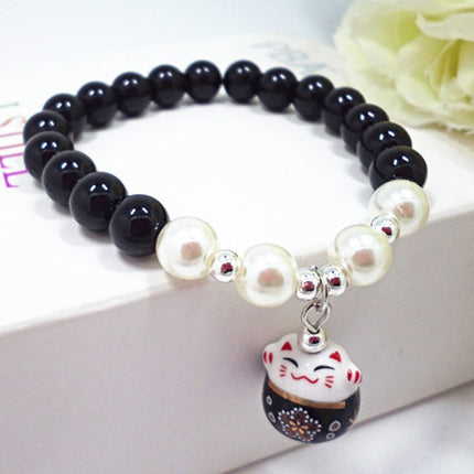 S447 Popcorn Stone Crystal Bracelet Lucky Cat Bracelet Pearl Bracelet Jewelry Wholesale Factory Outlet
