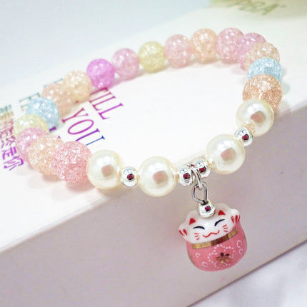 S447 Popcorn Stone Crystal Bracelet Lucky Cat Bracelet Pearl Bracelet Jewelry Wholesale Factory Outlet