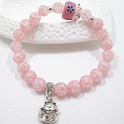 S447 Popcorn Stone Crystal Bracelet Lucky Cat Bracelet Pearl Bracelet Jewelry Wholesale Factory Outlet