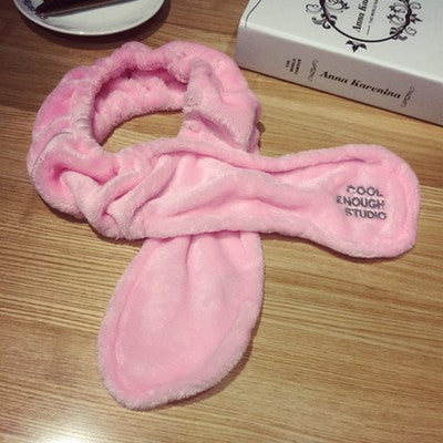 Korean version of hot selling ladies face makeup rabbit ears hair band embroidery plush headdress cross hair band factory wholesale