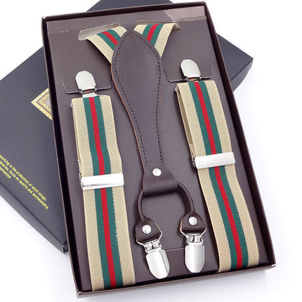 Men's Strap Suit Pants Strap Clip Suspender Strap for the Elderly Men's Fat Men's Elasticated Shoulder Strap Four Clips Black jek