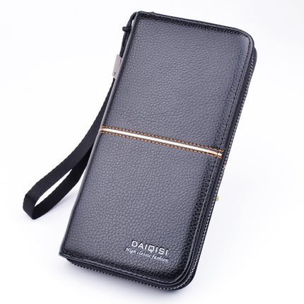 New Men's wallet men's long zipper clutch men's wallet business casual large capacity soft wallet phone bag