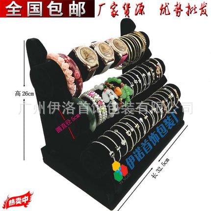 in stock wholesale black plush necklace bracelet ring pendant earrings 12 24 grid jewelry storage display plate