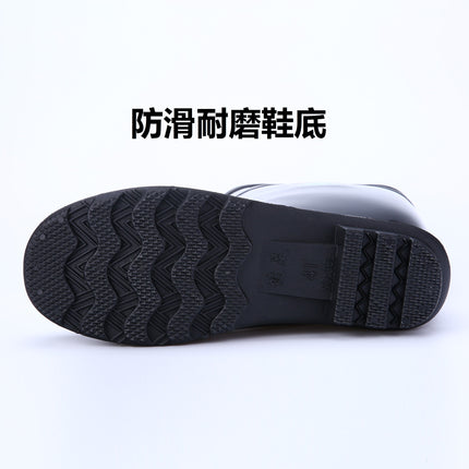 Rain boots men's stall black high work rain boots non-slip wear-resistant plastic labor protection water boots manufacturers wholesale
