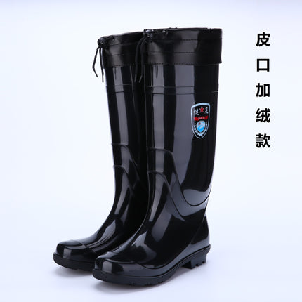 Rain boots men's stall black high work rain boots non-slip wear-resistant plastic labor protection water boots manufacturers wholesale