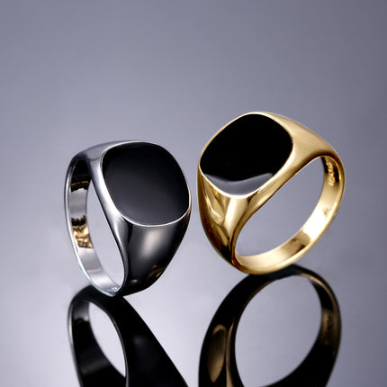 Amazon cross-border new black smooth ring men's simple niche design fashion personality temperament ring wholesale