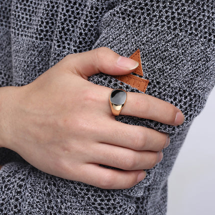 Amazon cross-border new black smooth ring men's simple niche design fashion personality temperament ring wholesale