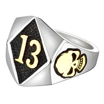Cross-border Stainless Steel New Jewelry Personality Skull Titanium Steel Men's Ring Room Gold Number 13 Index Finger Ring