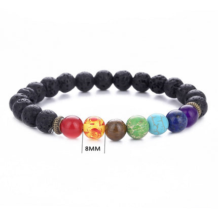 Cross-Border Amazon Best-Selling Jewelry Colorful Volcanic Stone Tiger Eye Emperor Stone Vein Beaded Stone Bracelet Wholesale