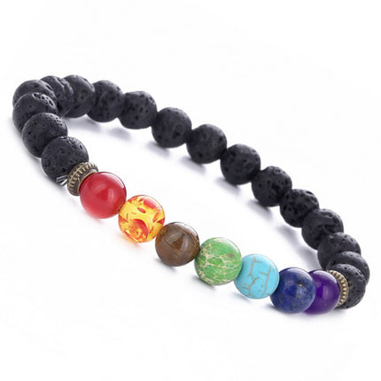 Cross-Border Amazon Best-Selling Jewelry Colorful Volcanic Stone Tiger Eye Emperor Stone Vein Beaded Stone Bracelet Wholesale