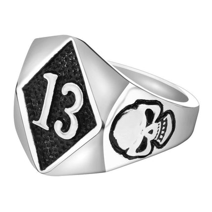 Cross-border Stainless Steel New Jewelry Personality Skull Titanium Steel Men's Ring Room Gold Number 13 Index Finger Ring