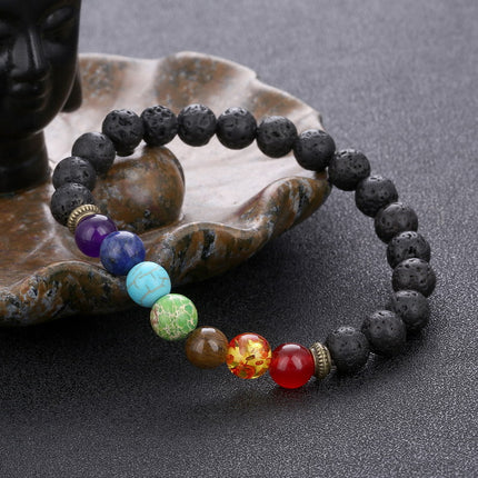 Cross-Border Amazon Best-Selling Jewelry Colorful Volcanic Stone Tiger Eye Emperor Stone Vein Beaded Stone Bracelet Wholesale