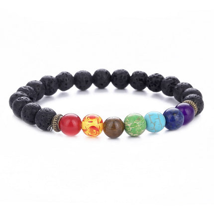 Cross-Border Amazon Best-Selling Jewelry Colorful Volcanic Stone Tiger Eye Emperor Stone Vein Beaded Stone Bracelet Wholesale
