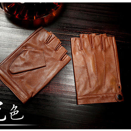 Motorcycle Sheepskin Half-Finger Gloves Men's Summer Thin Driving and Cycling Motorcycle Outdoor Riding Fitness Tactical Fingerless