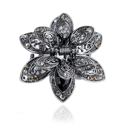 Cross-border Source women's hair accessories clip Crystal drill hollow grip AliExpress alloy hair clip