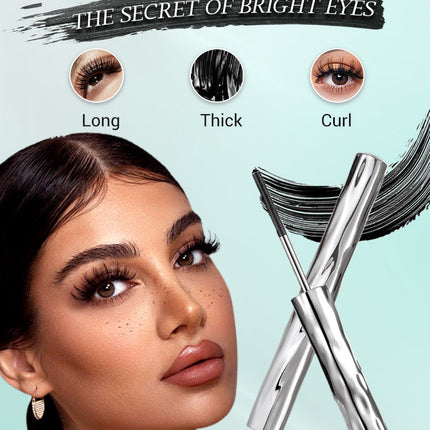 Waterproof Metallic Tube Mascara Black Silk Fiber Long Curling Non-Clumping Eyelash Extensions Spiral Makeup for Eyes
