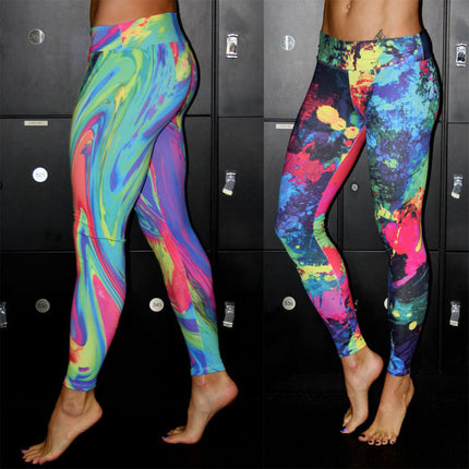European and American women's sports pants autumn and winter printed stretch slim yoga leggings cross-border supply
