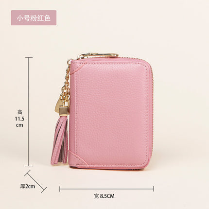 Foreign Trade Card Bag Women's Multi-Card Cowhide Anti-Theft Brush RFID Leather Anti-Degaussing Card Clip Zipper Credit Driver's License