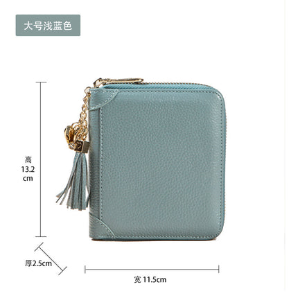 Foreign Trade Card Bag Women's Multi-Card Cowhide Anti-Theft Brush RFID Leather Anti-Degaussing Card Clip Zipper Credit Driver's License