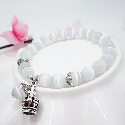 Korean Style Cat's Eye Bracelet Crown Pendant Bracelet Student Crystal Bracelet Bracelet Wholesale Bracelet Niche Korea