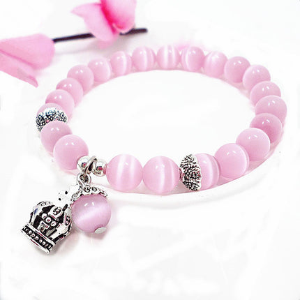 Korean Style Cat's Eye Bracelet Crown Pendant Bracelet Student Crystal Bracelet Bracelet Wholesale Bracelet Niche Korea