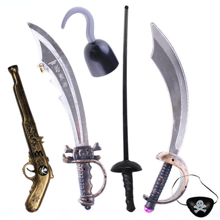 Cosplay Halloween Pirate Hat Mask Pirates of the Caribbean Knife Pirate Flag Trumpet Horn Eye Mask Costume