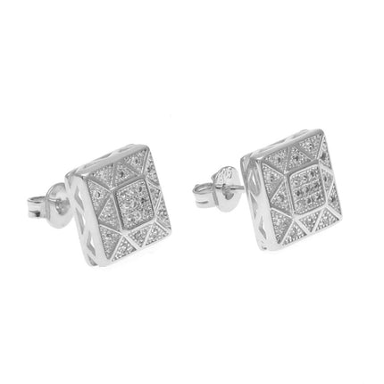 Cross-Border Supply European and American Hip-Hop Trendy Brand Copper Gold-Plated Square Micro-Paved Zircon Earrings Hiphop Earring