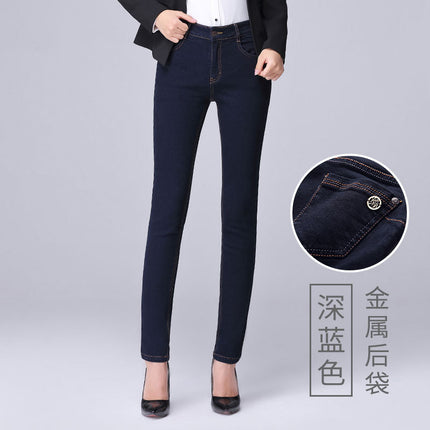 Women's Pants Spring and Autumn Black Jeans Women's Skinny Pants Women's Large Size High Waist Slimming Pencil Pants 0300