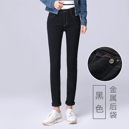 Women's Pants Spring and Autumn Black Jeans Women's Skinny Pants Women's Large Size High Waist Slimming Pencil Pants 0300
