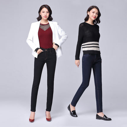 Women's Pants Spring and Autumn Black Jeans Women's Skinny Pants Women's Large Size High Waist Slimming Pencil Pants 0300