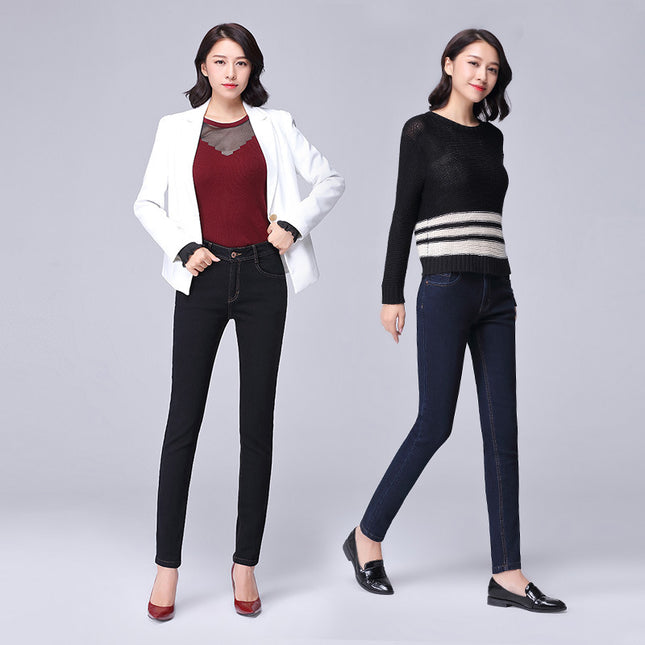 Women's Pants Spring and Autumn Black Jeans Women's Skinny Pants Women's Large Size High Waist Slimming Pencil Pants 0300