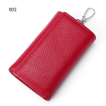 Popular First-Layer Genuine Leather Key Bag Upgraded Version Hanging Home Door Lock Key Bag Couple Fashionable Cowhide Coin Purse