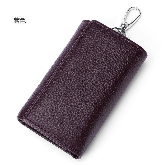 Popular First-Layer Genuine Leather Key Bag Upgraded Version Hanging Home Door Lock Key Bag Couple Fashionable Cowhide Coin Purse