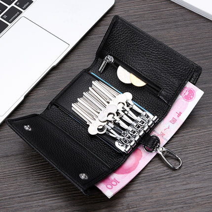 Popular First-Layer Genuine Leather Key Bag Upgraded Version Hanging Home Door Lock Key Bag Couple Fashionable Cowhide Coin Purse