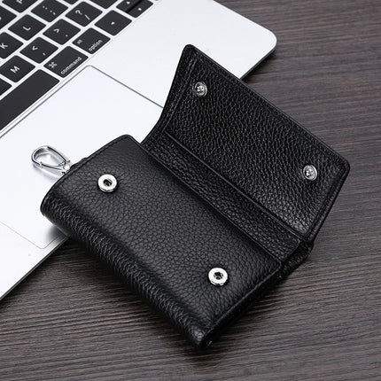 Popular First-Layer Genuine Leather Key Bag Upgraded Version Hanging Home Door Lock Key Bag Couple Fashionable Cowhide Coin Purse