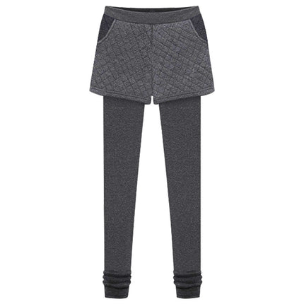 New Autumn and Winter Outer Leggings for Women, Fake Two-Piece Women's Pants for Fat Mm, Large Size, Velvet, Thickeneded, Slimming Look, Small-Leg Pants
