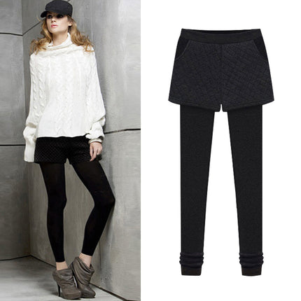 New Autumn and Winter Outer Leggings for Women, Fake Two-Piece Women's Pants for Fat Mm, Large Size, Velvet, Thickeneded, Slimming Look, Small-Leg Pants